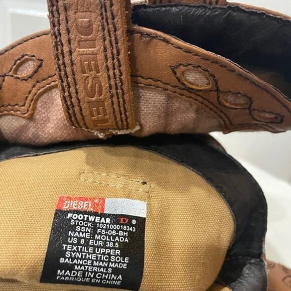 DIESEL BOOTS LEATHER/CANVAS  WESTERN COWGIRL RODEO SZ 8 RUGGED RARE ICONIC - Picture 8 of 12